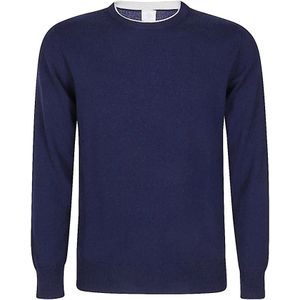 Eleventy, Truien, Heren, Blauw, L, Kasjmier, Cashmere Crewneck Tipping Sweater