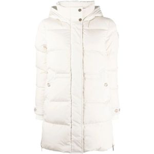 Woolrich, Beige Alsea Donsgevoerde Hooded Parka Beige, Dames, Maat:L