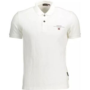 Napapijri, Tops, Heren, Wit, L, Katoen, Geborduurd Logo Katoenen Poloshirt