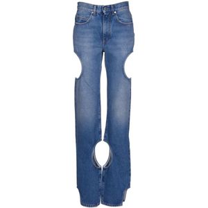 Off White, Jeans, Dames, Blauw, W27, Denim, Vintage Meteor Cut-Out Straight-Leg Jeans