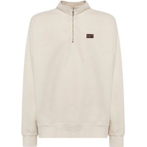 Sotf, Sweatshirts & Hoodies, Heren, Wit, XL, Katoen, Italiaanse Katoenen Sweatshirt met Halve Rits