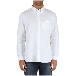 Lacoste, Overhemden, Heren, Wit, 2Xl, Katoen, Button Down Katoenen Overhemd Regular Fit