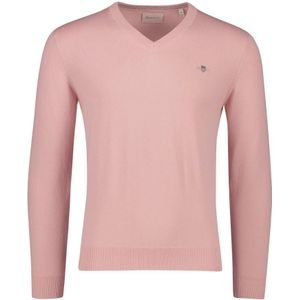 Gant, Truien, Heren, Roze, 4Xl, Katoen, Roze V-hals Trui