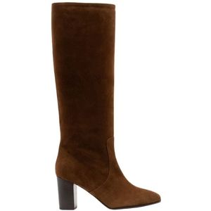 Parallele, Schoenen, Dames, Bruin, 39 EU, Suède, Cognac Suède Hoge Laarzen met 7cm Blokhak