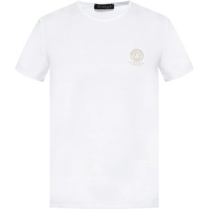 Versace, Tops, Heren, Wit, 2Xl, Katoen, Logo T-shirt