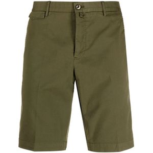 PT Torino, Groene katoenen shorts met knoopsluiting Groen, Heren, Maat:L