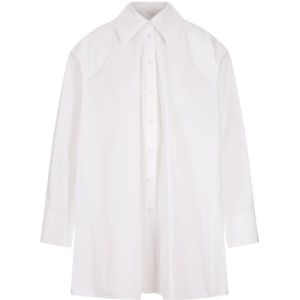 Jil Sander, Blouses & Shirts, Dames, Wit, XS, Katoen, Witte Katoenen Overhemd met Uniek Design