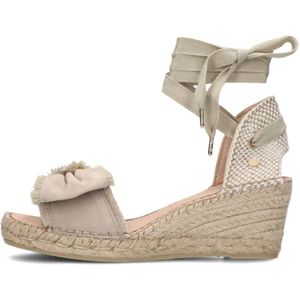 Fred De La Bretoniere, Schoenen, Dames, Beige, 38 EU, Suède, Taupe Suede Bow Espadrilles