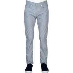 Hugo Boss, Broeken, Heren, Blauw, W34, Katoen, Blauwe Slim Fit Broek met Micro Patroon