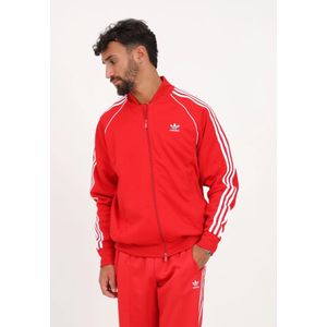 Adidas Originals, Sweatshirts & Hoodies, Heren, Rood, XL, Polyester, Klassieke Zip Sweater Rood Sportief Fit