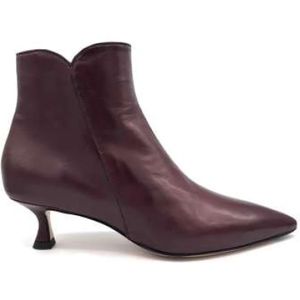 Mara Bini, Schoenen, Dames, Paars, 38 EU, Leer, Bordeaux Leren Enkellaars Rits Achterkant