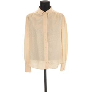 Yves Saint Laurent Vintage, Pre-owned, Dames, Beige, M, Tweed, Pre-owned Silk tops