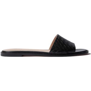 Scarosso, Federica Leren Slippers Zwart, Dames, Maat:38 EU