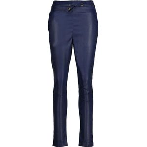 Ibana, Trendy en comfortabele leren broek Blauw, Dames, Maat:L