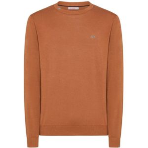 Sun68, Truien, Heren, Oranje, 2Xl, Gestreepte Gebreide Trui