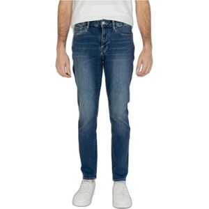 Armani Exchange, Jeans, Heren, Blauw, W32 L30, Katoen, Blauwe Katoenmix Rits Jeans