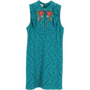 Gucci Vintage, Pre-owned, Dames, Blauw, S, Katoen, Pre-owned Cotton dresses