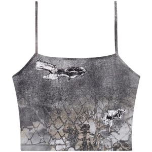 Diesel, Tops, Dames, Zwart, S, Strappy top with abstract print