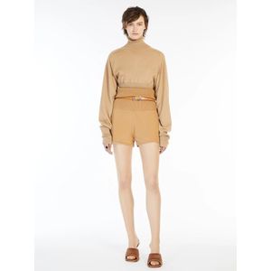 Sportmax, Truien, Dames, Beige, S, Wol, Beige Wol Mock Neck Sweater