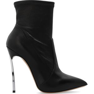 Casadei, Schoenen, Dames, Zwart, 38 1/2 EU, Leer, ‘Blade’ enkellaarzen met hak