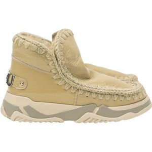 Mou, Metallic Logo Eskimo Trainer Beige, Dames, Maat:40 EU