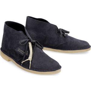 Clarks, Schoenen, Heren, Blauw, 43 1/2 EU, Leer, Klassieke Suede Desert Boots