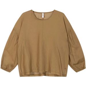 10Days, Blouses & Shirts, Dames, Beige, XS, Katoen, Biologisch Katoen Ballonmouw Blouse