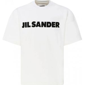 Jil Sander, Tops, Heren, Wit, 2Xl, Katoen, Logo Print Katoenen T-Shirt
