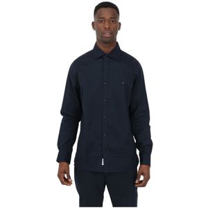 Tommy Hilfiger, Overhemden, Heren, Blauw, S, Katoen, Herenoverhemd in slim fit met geborduurd logo