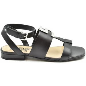 Sergio Rossi, Schoenen, Dames, Zwart, 36 EU, Elegante zomerse platte sandalen