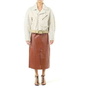 Chloé, Jassen, Dames, Beige, M, Polyester, Faux Fur Shearling Jas