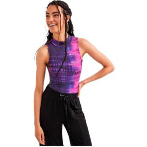 Desigual, Tops, Dames, Paars, L, Paarse Mouwloze Tank Top