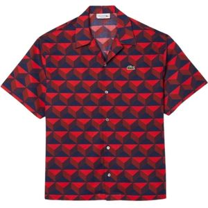 Lacoste, Overhemden, Heren, Rood, L, Polyester, Rode Casual Shirt met UV-bescherming