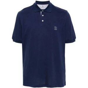 Brunello Cucinelli, Tops, Heren, Blauw, L, Prussia Polo Shirt