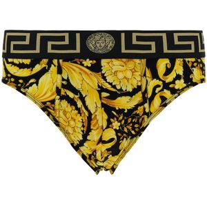 Versace, Gele Barocco Slip Ondergoed Geel, Heren, Maat:XL