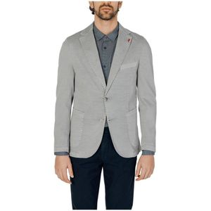 Mulish, Jassen, Heren, Grijs, L, Katoen, Grijze Geknoopte Blazer voor Mannen