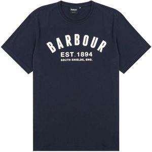 Barbour, Vintage Logo Print T-Shirt Blauw, Heren, Maat:L