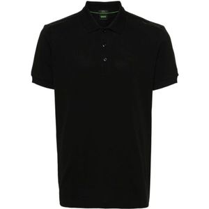 Hugo Boss, Zwarte Polo Kraag Sweater met Contrasterend Paneel Zwart, Heren, Maat:L