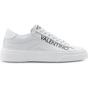Valentino, Schoenen, Heren, Wit, 40 EU, Leer, Witte Leren Sneakers met Zijlogo Letters