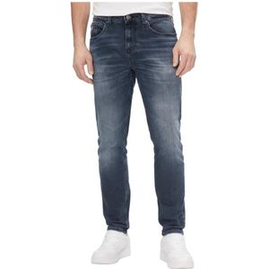 Tommy Jeans, Blauwe Rits Knoop Jeans Lente/Zomer Blauw, Heren, Maat:W36 L32