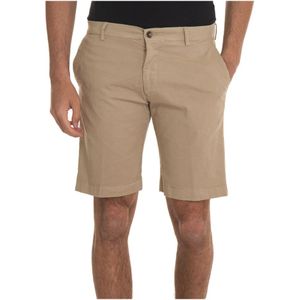 Berwich, Korte broeken, Heren, Beige, 4Xl, Katoen, Katoenen Bermuda Shorts met Tailoring Vent