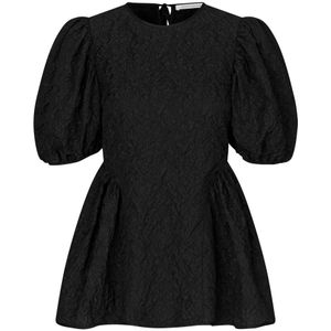 Cecilie Bahnsen, Blouses & Shirts, Dames, Zwart, S, Polyester, Gewatteerde Zwarte Blouse
