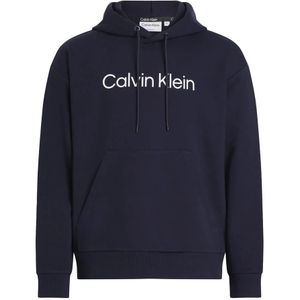 Calvin Klein, Sweatshirts & Hoodies, Heren, Blauw, XL, Katoen, Blauwe Comfort Hoodie met Logo oor Heren