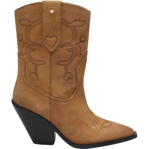 Fabienne Chapot, Schoenen, Dames, Bruin, 41 EU, Leer, Bruine puntige neus cowboy laarzen