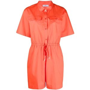 Paul Smith, Koraalrode Stretch-Katoenen Playsuit Oranje, Dames, Maat:S