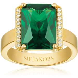 Sif Jakobs Jewellery, Accessoires, Dames, Geel, 54 MM, Statement ring met smaragdgeslepen zirkonia