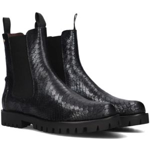 Fred De La Bretoniere, Schoenen, Dames, Zwart, 42 EU, Leer, Zwarte Croc Chelsea Laarzen