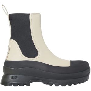 Stella McCartney, Vegan Leren Enkellaarzen met Vibram® Zool Beige, Dames, Maat:39 EU