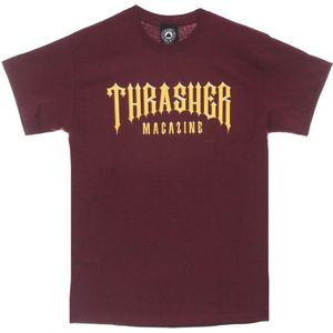 Thrasher, Tops, unisex, Bruin, S, Katoen, Maroon Logo Tee Korte Mouw T-shirt