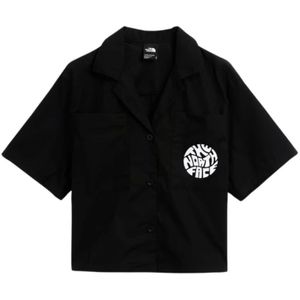 The North Face, Blouses & Shirts, Dames, Zwart, M, Zwarte Casual Shirt met Grafische Print
